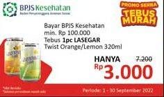Promo Harga Lasegar Twist Larutan Penyegar Lemon, Orange Lemon 320 ml - Alfamidi