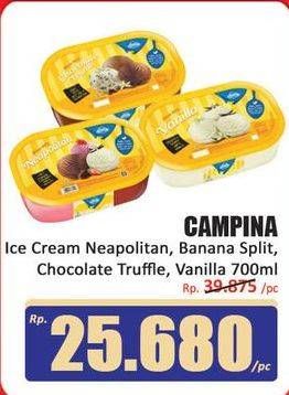 Promo Harga Campina Ice Cream Neapolitan, Banana Split, Chocolate Truffle, Vanilla 700 ml - Hari Hari