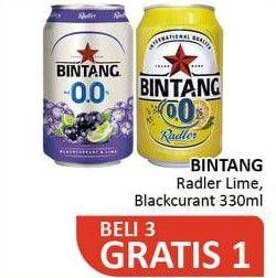 Promo Harga BINTANG Radler Zero Blackcurrant Lime, Lemon 330 ml - Alfamidi