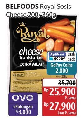 Promo Harga Belfoods Royal Sausages Cheese Frankfurter 200 gr - Alfamidi