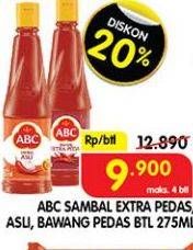 Promo Harga ABC Sambal Extra Pedas, Asli, Bawang Pedas 275 ml - Superindo