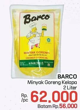 Promo Harga Barco Minyak Goreng Kelapa 2000 ml - Lotte Grosir