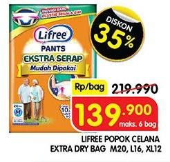 Promo Harga Lifree Popok Celana Ekstra Serap L16, M20, XL12 12 pcs - Superindo