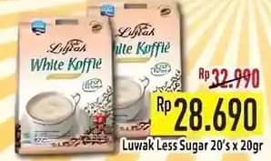 Promo Harga Luwak White Koffie Less Sugar per 20 sachet 20 gr - Hypermart