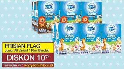 Promo Harga FRISIAN FLAG Susu UHT Junio Chocolate, Plain 110 ml - Yogya