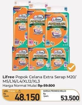 Promo Harga Lifree Popok Celana Ekstra Serap M5, L4, XL3 3 pcs - Carrefour