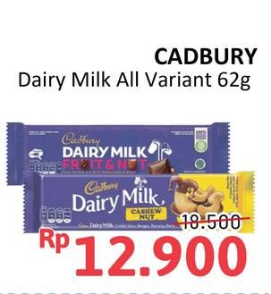 Promo Harga Cadbury Dairy Milk All Variants 62 gr - Alfamidi
