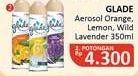 Promo Harga Glade Aerosol Orange, Fresh Lemon, Wild Lavender 250 ml - Alfamidi