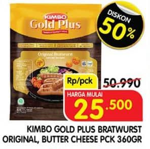 Promo Harga Kimbo Gold Plus Bratwurst Original, Butter Cheese 360 gr - Superindo