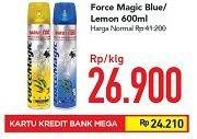 Promo Harga FORCE MAGIC Insektisida Spray Blue, Lemon 600 ml - Carrefour