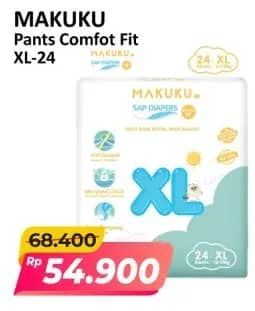 Promo Harga Makuku Comfort Fit Diapers Pants XL24 24 pcs - Alfamart