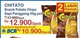 Promo Harga CHITATO Snack Potato Chips Sapi Panggang per 2 pouch 55 gr - Indomaret