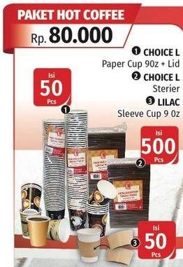 Promo Harga Paket Hot Coffee: Paper Cup + Strirrer + Sleeve Cup  - Lotte Grosir