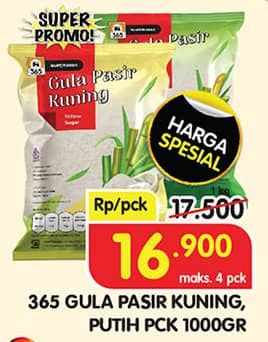 Promo Harga 365 Gula Pasir Putih, Kuning 1000 gr - Superindo