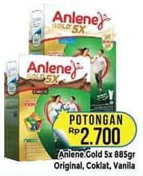 Promo Harga Anlene Gold Plus 5x Hi-Calcium Coklat, Original, Vanila 885 gr - Hypermart
