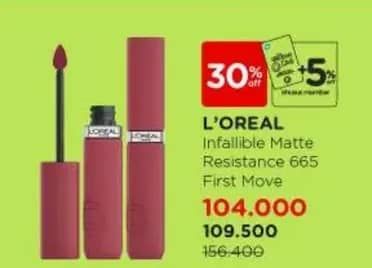 Promo Harga Loreal Infallible Matte Resistance Liquid Lipstick  - Watsons