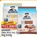 Promo Harga Quaker Oatmeal 3in1 Vanilla, 3in1 Cokelat per 8 pcs 28 gr - Alfamart