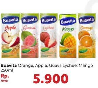 Promo Harga BUAVITA Fresh Juice Orange, Apple, Guava, Lychee, Mango 250 ml - Carrefour