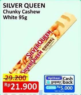 Promo Harga Silver Queen Chunky Bar White 95 gr - Alfamart