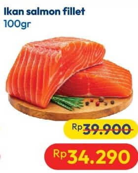 Promo Harga Salmon Fillet per 100 gr - Hypermart