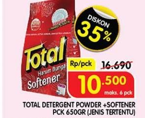 Promo Harga Total Detergent Softener 650 gr - Superindo