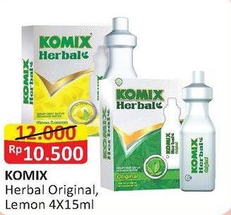 Promo Harga KOMIX Herbal Obat Batuk Lemon, Original per 4 pcs 15 ml - Alfamart