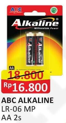 Promo Harga ABC Battery Alkaline AA LR06 2B 2 pcs - Alfamart