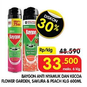 Promo Harga Baygon Insektisida Spray Flower Garden, Japanese Peach 600 ml - Superindo