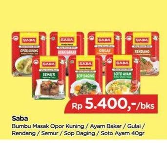 Promo Harga Saba Bumbu Ayam Bakar, Opor Kuning, Gulai, Rendang, Semur, Sop Daging, Soto Ayam 40 gr - TIP TOP