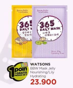 Promo Harga WATSONS Beauty Buffet 365 Daily Mask Water Lily Hydrating, Royal Jelly Nourishing  - Watsons