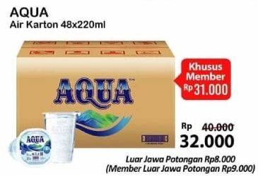 Promo Harga AQUA Air Mineral 220 ml - Alfamart