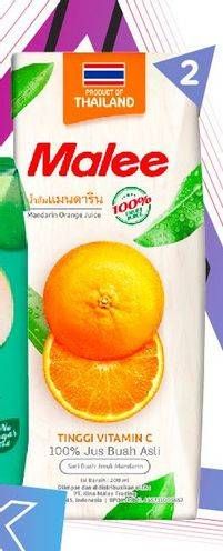 Promo Harga MALEE Juice Mandarin Orange 200 ml - Watsons