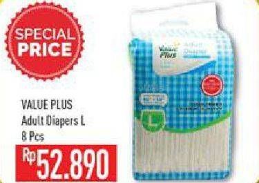 Promo Harga VALUE PLUS Adult Diapers L8 8 pcs - Hypermart