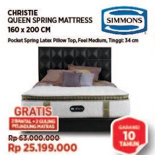 Promo Harga Simmons Christie Bed Set Queen 160x200cm  - COURTS