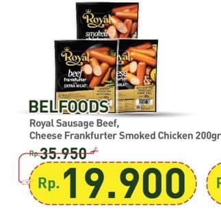 Promo Harga Belfoods Royal Sausages Beef Frankfurter, Smoked Chicken 200 gr - Hypermart