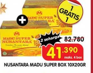 Promo Harga Madu Nusantara Madu Super per 10 sachet 20 gr - Superindo