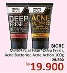 Promo Harga BIORE MENS Facial Foam Deep Fresh, A. Bacterior, Acne Action 100 gr - Alfamidi