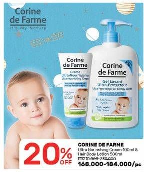 Promo Harga CORINE DE FARME Ultra-Nourishing Cream 100 mL & Hair Body Lotion 500 mL  - Guardian