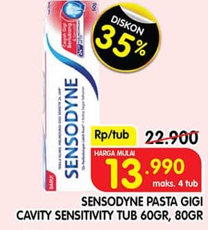 Promo Harga Sensodyne Pasta Gigi Cegah Gigi Berlubang Sensitif 60 gr - Superindo