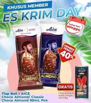 Promo Harga Aice Ice Cream Chocolate Almond, Classic Choco Almond 90 gr - Indomaret