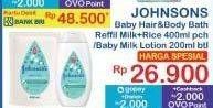 Promo Harga Johnsons Baby Milk Bath + Johnsons Baby Lotion   - Indomaret