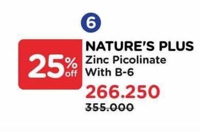 Promo Harga Natures Plus Zinc Picolinate W/B-6  - Watsons