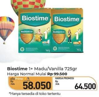 Promo Harga Biostime 1+ Susu Pertumbuhan Anak  Madu, Vanilla 725 gr - Carrefour
