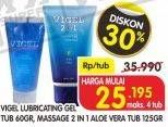 Promo Harga VIGEL Lumbricating Gel 60 g, Massage 2 in 1 Aloe Vera 125 g  - Superindo