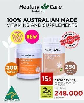 Promo Harga HEALTHY CARE Vitamin C 500mg / D3 1000IU  - Watsons