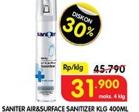 Promo Harga Saniter Air & Surface Sanitizer Aerosol 400 ml - Superindo