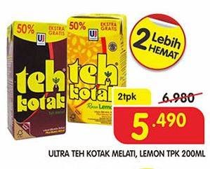 Promo Harga ULTRA Teh Kotak Lemon, Jasmine per 2 pcs 200 ml - Superindo