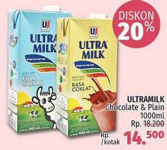 Promo Harga ULTRA MILK Susu UHT Coklat, Plain 1000 ml - LotteMart