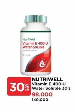 Promo Harga Nutriwell Vitamin E 400IU Water Soluble 30 pcs - Watsons