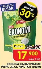 Promo Harga EKONOMI Pencuci Piring Power Liquid Jeruk Nipis 1600 ml - Superindo